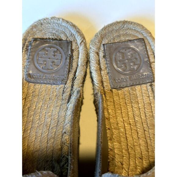 TORY BURCH Women's Max Suede Espadrille Mule Slides Taupe Size 7.5 - Picture 2 of 12